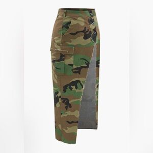 Camouflage print slit long skirt